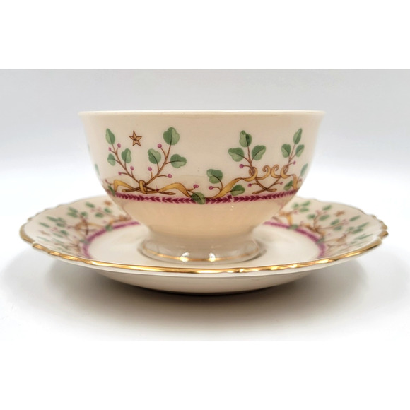 Syracuse Pendleton Federal Footed Cup And Saucer Gold Trim 1949 - 1966 Lot of 2 - Picture 9 of 13